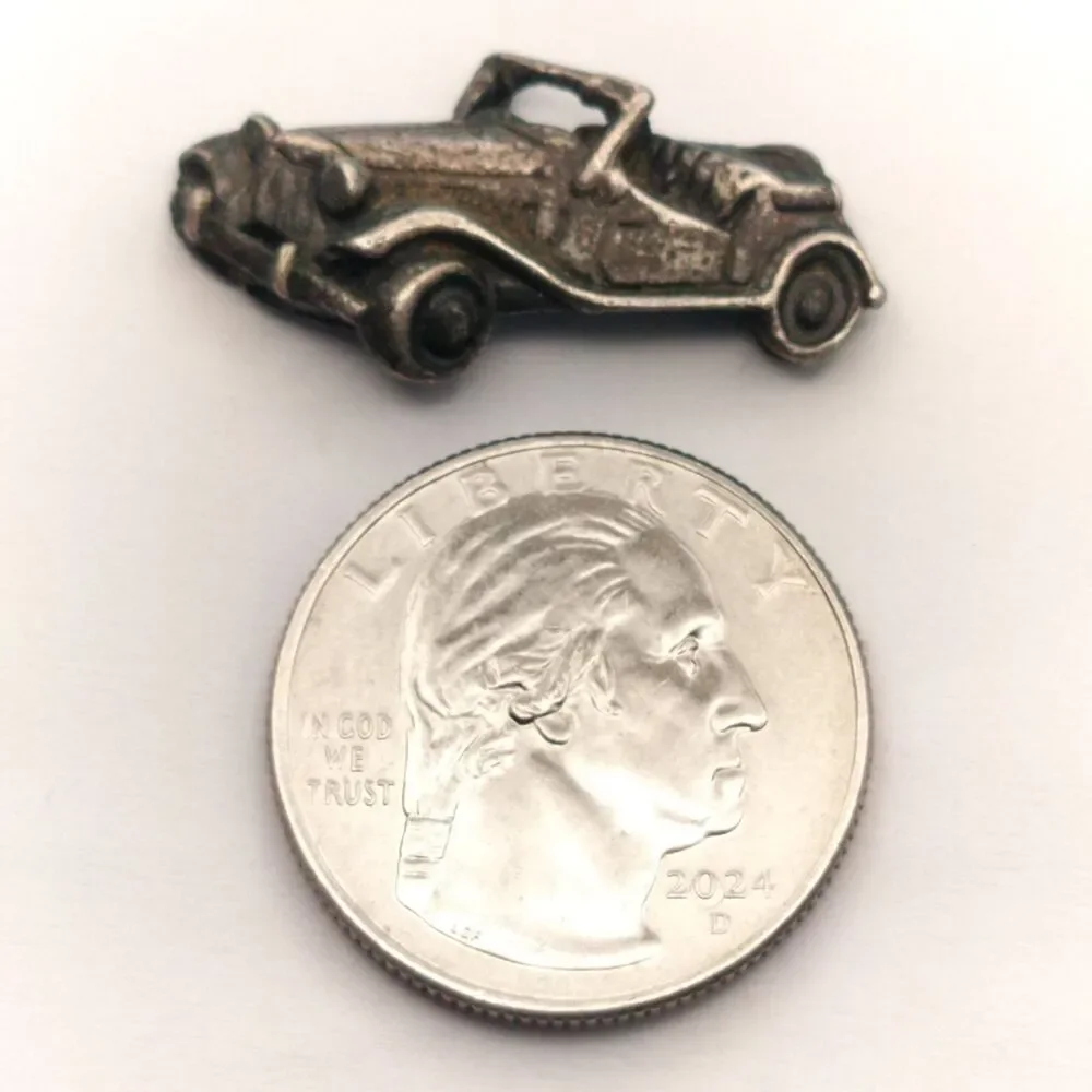 Vintage Classic Car Pin Brooch Automobile Silver Tone Roadster Lapel